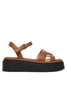 Liu Jo Sandały Bessie 01 SA6159 PX026 Brązowy. Brązowe sandały Liu Jo, bez wzorów, ze skóry, bez obcasa, na koturnie, bez zapięcia. Za 559,99 zł.