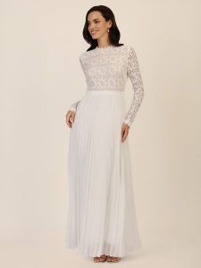 APART Sukienka w kolorze kremowym rozmiar: 40. Brązowe sukienki Apart, bez wzorów, z koronki, bez kołnierzyka, bez ramiączek, maxi. Za 339,99 zł.