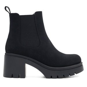 Botki Jenny Fairy. Czarne botki Jenny Fairy, bez wzorów, bez obcasa, na słupku, bez zapięcia. Za 109,99 zł.
