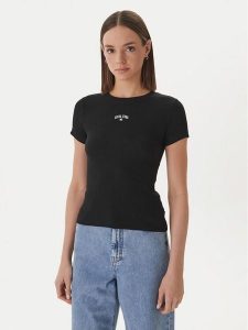 Guess Jeans T-Shirt W6GPZ3 KA0H1 Czarny Slim Fit. Czarne t-shirty Guess Jeans, xxl, z aplikacjami, z bawełny, bez kołnierzyka, bez ramiączek. Za 159,99 zł.