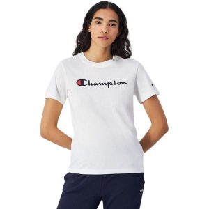 Koszulka damska Champion SS Tee 117534. Białe koszulki sportowe Champion, bez wzorów, z bawełny, bez ramiączek. Za 135,71 zł.