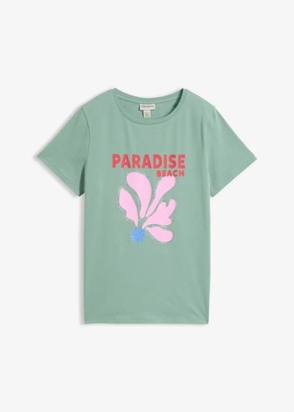 T-shirt z mieszanki bawełny. Białe t-shirty bonprix, bez wzorów, z bawełny, bez kołnierzyka, bez ramiączek. Za 37,99 zł.