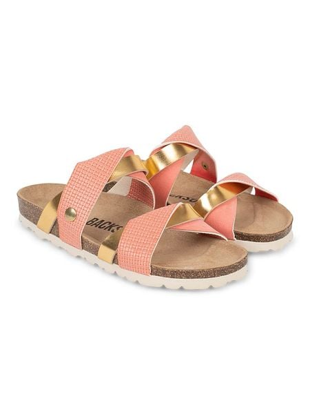 BACKSUN Klapki "Balina" w kolorze złoto-jasnoróżowym rozmiar: 40. Różowe klapki Backsun, bez wzorów, z otwartym noskiem, bez obcasa. Za 162,49 zł.