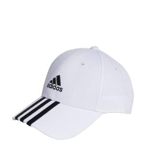 Czapka Baseball 3-Stripes Cotton Twill Baseball. Białe czapki ADIDAS, bez wzorów, klasyczne. Za 49,00 zł.