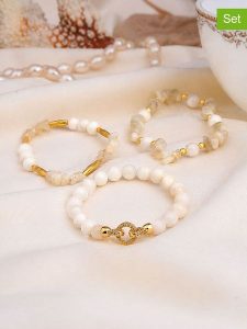 L'Atelier de Gaia Bransoletki (3 szt.) rozmiar: onesize. Białe bransoletki L'Atelier de Gaia, z kamieniem księżycowym, z mosiądzu. Za 46,95 zł.