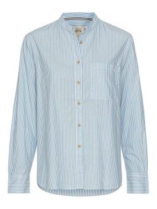 Camel Active Bluzka w kolorze błękitno-białym rozmiar: L. Białe bluzki Camel Active, l, bez wzorów, z bawełny, bez kołnierzyka, bez ramiączek. Za 156,98 zł.