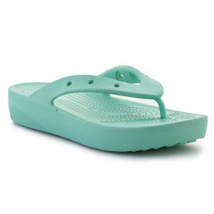 Japonki Crocs Classic Platfrom Flip Oxygen 207714-3UG zielone. Zielone klapki bez wzorów, bez obcasa. Za 303,63 zł.