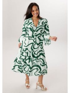 Aniston Sukienka w kolorze miętowo-ciemnozielonym rozmiar: 48. Zielone sukienki Aniston, bez wzorów, bez kołnierzyka, bez ramiączek, midi. Za 252,99 zł.