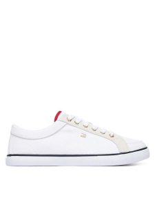 Tommy Hilfiger Tenisówki Th Low FW0FW09390 Biały. Białe trampki TOMMY HILFIGER, bez wzorów, z materiału, bez zapięcia. Za 329,99 zł.