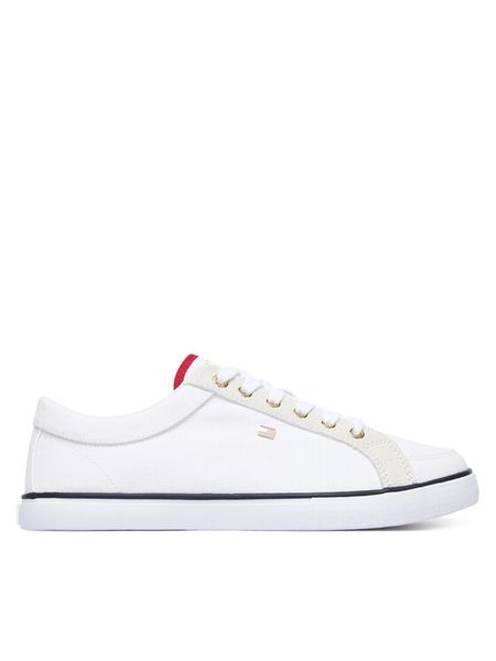 Tommy Hilfiger Tenisówki Th Low FW0FW09390 Biały. Białe trampki TOMMY HILFIGER, bez wzorów, z materiału, bez zapięcia. Za 329,99 zł.