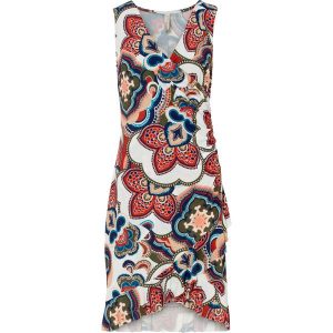 Sukienka mini z falbanami. Białe sukienki bonprix, na lato, bez wzorów, bez kołnierzyka, bez ramiączek, mini. Za 149,99 zł.