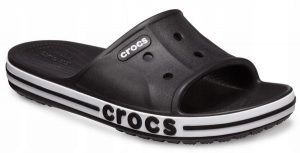 Klapki Dla Dorosłych Crocs Bayaband Slide. Białe klapki Crocs, bez wzorów, z materiału, bez obcasa. Za 119,99 zł.
