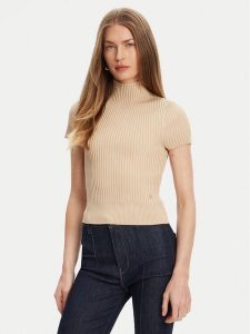 Guess Sweter W5YR04 Z0040 Beżowy Regular Fit. Brązowe swetry klasyczne Guess, m, z syntetyku, bez kołnierzyka. Za 209,99 zł.