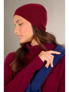 Perfect Cashmere Kaszmirowa czapka "Laoise" w kolorze bordowym rozmiar: onesize. Czerwone czapki Perfect Cashmere, bez wzorów, z kaszmiru. Za 93,72 zł.