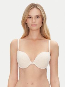 Guess Biustonosz push-up O3RC17 KBBU1 Beżowy. Brązowe biustonosze Guess, z aplikacjami, z bawełny. Za 159,99 zł.