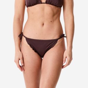 Dół kostiumu kąpielowego surfingowego damski Decathlon Sandy Cancan. Brązowe bikini DECATHLON, bez wzorów, z elastanu. Za 44,99 zł.