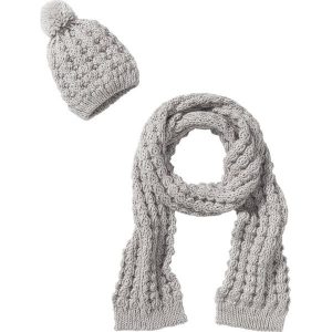 Czapka z pomponem + szal z metaliczną nitką bonprix jasny brunatny. Czapki marki bonprix. Za 69,99 zł.