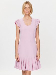 Ted Baker Sukienka dzianinowa Milasen 268210 Różowy Slim Fit. Czerwone sukienki Ted Baker, bez wzorów, z dzianiny, bez kołnierzyka, bez ramiączek. Za 629,99 zł.