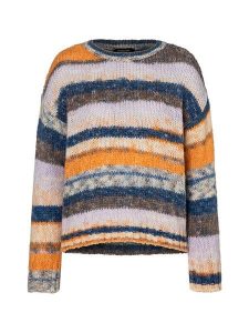 More & More Sweter w kolorze lawendowo-pomarańczowo-granatowym rozmiar: 36. Niebieskie swetry oversize More & More, bez wzorów, z wełny, bez ramiączek. Za 193,24 zł.