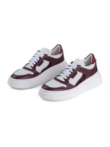 Anna Morellini Skórzane sneakersy "Anola" w kolorze biało-bordowym rozmiar: 39. Białe trampki Anna Morellini, bez wzorów, bez zapięcia. Za 337,41 zł.