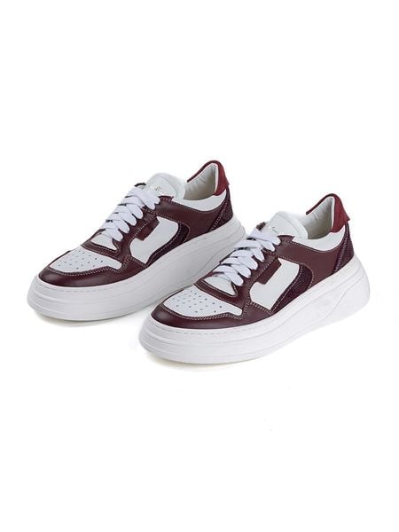 Anna Morellini Skórzane sneakersy "Anola" w kolorze biało-bordowym rozmiar: 39. Białe trampki Anna Morellini, bez wzorów, bez zapięcia. Za 314,01 zł.