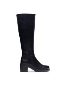 Jenny Fairy Kozaki FLAVIA HL80050-5 Czarny. Czarne kozaki Jenny Fairy, bez wzorów, z syntetyku, bez obcasa, na słupku, bez zapięcia. Za 199,99 zł.