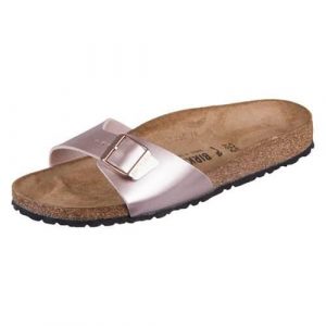Klapki damskie Birkenstock Madrid. Żółte klapki Birkenstock, bez wzorów, z materiału, bez obcasa. Za 412,00 zł.
