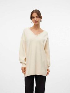Vero Moda Sweter "Gold" w kolorze kremowym rozmiar: S. Brązowe swetry oversize Vero Moda, s, bez wzorów, ze splotem, bez ramiączek. Za 52,79 zł.