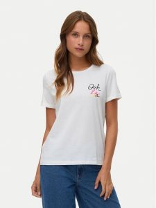 Vero Moda T-Shirt Ikami 10340181 Biały Regular Fit. Białe t-shirty Vero Moda, xs, bez wzorów, z bawełny, bez kołnierzyka, bez ramiączek. Za 69,99 zł.