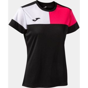 Joma damska koszulka krótki rękaw Black-Pink S. Białe bluzki JOMA, s, bez wzorów, sportowe, bez kołnierzyka, bez ramiączek. Za 157,99 zł.