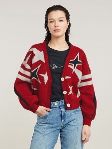 G-Star Kardigan w kolorze czerwonym rozmiar: L. Czerwone kardigany G-Star, l, bez wzorów, z wełny, bez ramiączek. Za 301,95 zł.