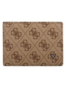 Guess Skórzane etui "Milano" w kolorze beżowo-jasnobrązowym na karty rozmiar: onesize. Brązowe portfele Guess, z aplikacjami, z materiału. Za 217,99 zł.