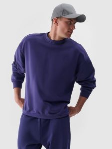 4F Bluza dresowa nierozpinana bez kaptura uniseks - granatowa L. Niebieskie bluzy 4f, l, bez wzorów, z bawełny, bez kaptura. Za 59,99 zł.