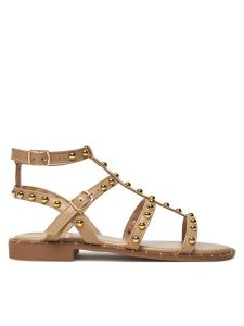 DeeZee Sandały LE601-112 Beżowy. Brązowe sandały DeeZee, bez wzorów, ze skóry, bez obcasa, na płaskiej podeszwie, bez zapięcia. Za 139,99 zł.