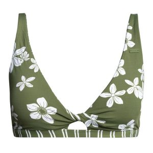 Góra od stroju kąpielowego ROXY Retro Revo Twist Bra loden. Zielone bikini Roxy, bez wzorów. Za 89,99 zł.