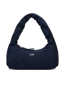 Tommy Jeans Torebka Metal Logo Padded Strap Shoulder Bag AW0AW18583 Granatowy. Niebieskie torebki klasyczne Tommy Jeans, bez wzorów, z jeansu, bez dodatków. Za 369,99 zł.