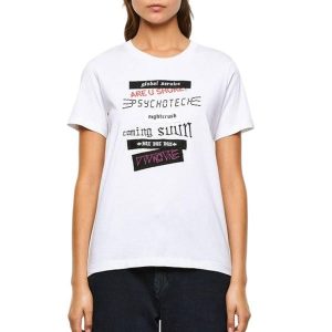 Koszulka turystyczna damska Diesel Sily. Białe koszulki sportowe Diesel, bez wzorów, z bawełny, bez ramiączek. Za 194,70 zł.