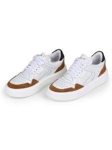 Anna Morellini Skórzane sneakersy "Ricarta" w kolorze biało-jasnobrązowym rozmiar: 37. Białe trampki Anna Morellini, bez wzorów, bez zapięcia. Za 298,67 zł.