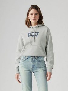 Levi´s Bluza w kolorze jasnoszarym rozmiar: L. Szare bluzy l, bez wzorów, z bawełny, z kapturem. Za 158,10 zł.