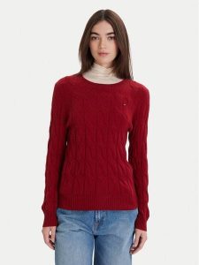 Tommy Hilfiger Sweter WW0WW43586 Czerwony Regular Fit. Czerwone swetry klasyczne TOMMY HILFIGER, l, z wełny, bez kołnierzyka. Za 549,99 zł.