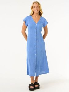 Rip Curl Sukienka "Premium Surf" w kolorze niebieskim rozmiar: S. Niebieskie sukienki Rip Curl, na co dzień, s, bez wzorów, z bawełny, bez kołnierzyka, bez ramiączek, maxi, proste. Za 166,49 zł.