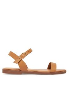 DeeZee Sandały MT3150-25S07 Beżowy. Brązowe sandały DeeZee, bez wzorów, ze skóry, bez obcasa, na płaskiej podeszwie, bez zapięcia. Za 89,99 zł.