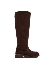Nine West Kozaki CEO-LB205652-7B Brązowy. Brązowe kozaki Nine West, bez wzorów, z materiału, bez obcasa, na płaskiej podeszwie, bez zapięcia. Za 299,99 zł.