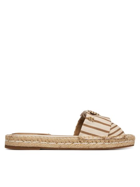 Tommy Hilfiger Klapki Canvas FW0FW09140 Beżowy. Brązowe klapki TOMMY HILFIGER, bez wzorów, z materiału, bez obcasa. Za 359,99 zł.