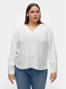 Vero Moda Curve Bluzka Alva 10301890 Biały Regular Fit. Białe bluzki Vero Moda Curve, bez wzorów, z syntetyku, bez kołnierzyka, bez ramiączek. Za 79,99 zł.