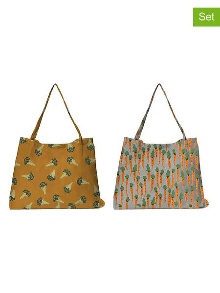 Madre Selva Torby (2 szt.) w kolorze pomarańczowo-zielonym na zakupy - 65 x 45 cm rozmiar: onesize. Pomarańczowe shopper bag Madre Selva, bez wzorów, z materiału, bez dodatków. Za 117,17 zł.