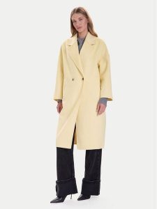 ViCOLO Płaszcz wełniany TF0003 Żółty Regular Fit. Żółte płaszcze ViCOLO, na zimę, xs, bez wzorów, z syntetyku, bez kaptura. Za 759,99 zł.