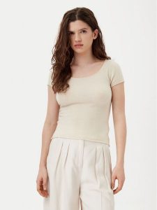 American Vintage Bluzka Raxow RAX18CH24 Beżowy Slim Fit. Brązowe bluzki American Vintage, s, bez wzorów, z wełny, vintage, bez kołnierzyka, bez ramiączek. Za 379,99 zł.