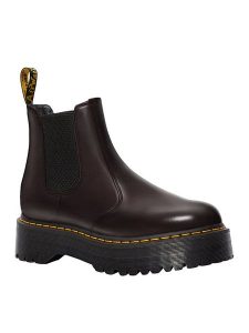 Dr. Martens Skórzane sztyblety w kolorze bordowym rozmiar: 40. Czerwone botki Dr. Martens, bez wzorów, z okrągłym noskiem, bez obcasa, na platformie, bez zapięcia. Za 501,57 zł.