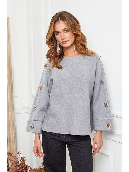 Joséfine Sweter "Marole" w kolorze szarym rozmiar: M. Szare swetry oversize Joséfine, m, bez wzorów, bez ramiączek. Za 239,86 zł.